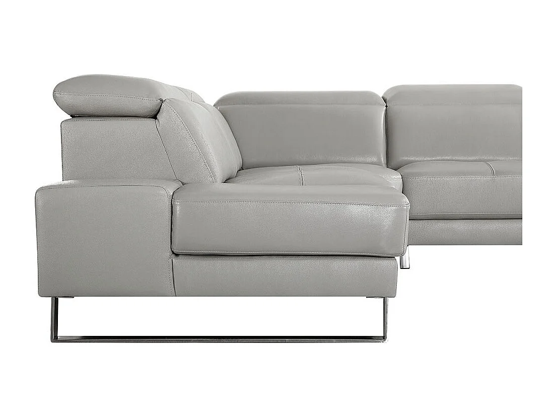 Canapé d'angle en cuir RAPHAEL Gris - Angle Droit