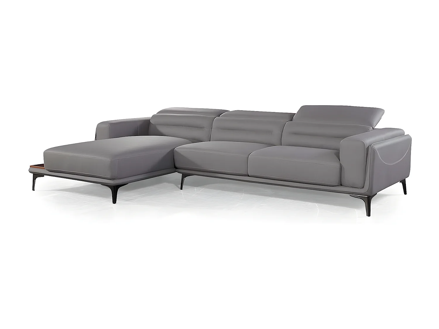 Canapé d'angle en tissu gauche TIANA - Gris - Angle Gauche