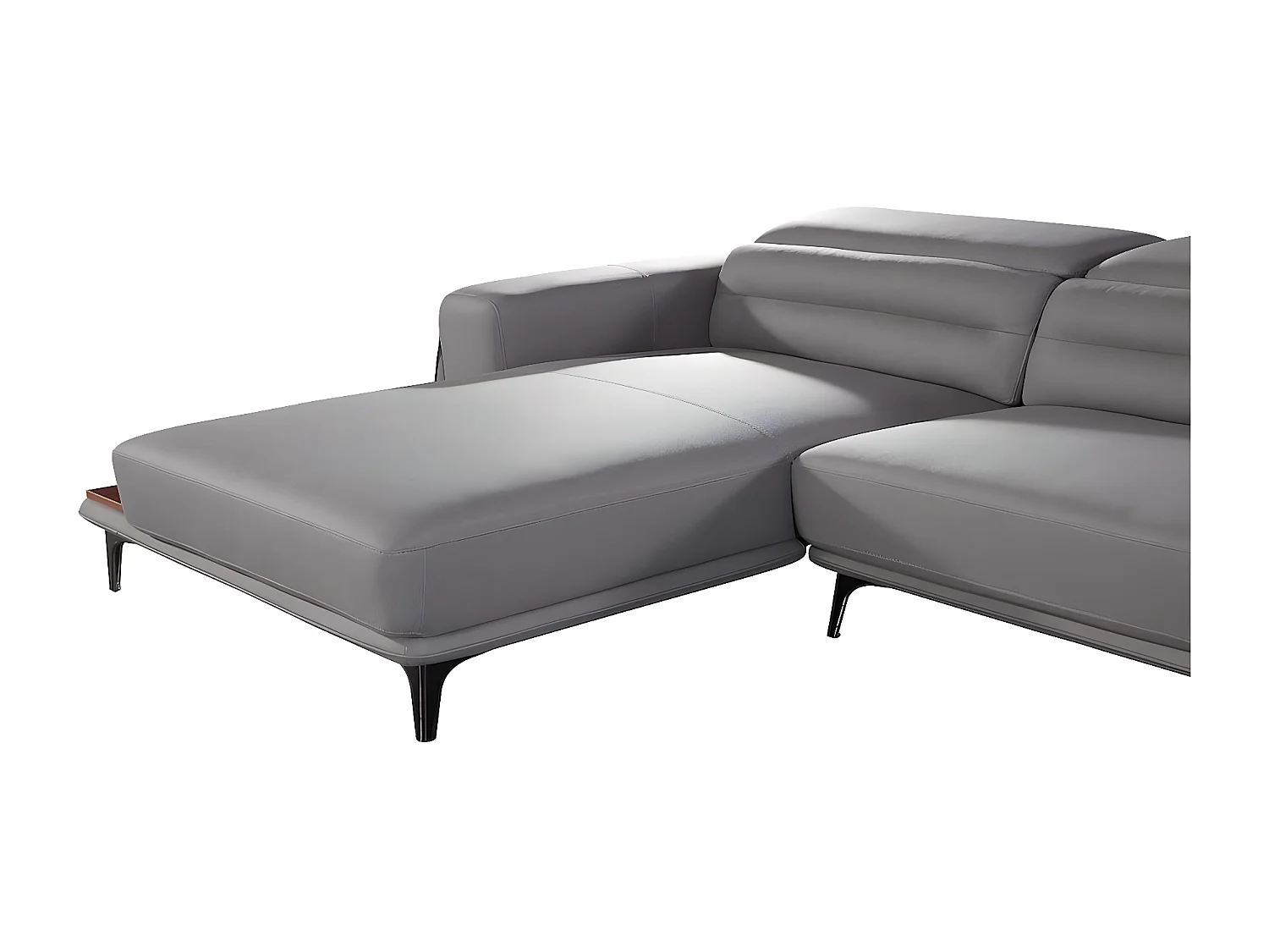 Canapé d'angle en tissu gauche TIANA - Gris - Angle Gauche