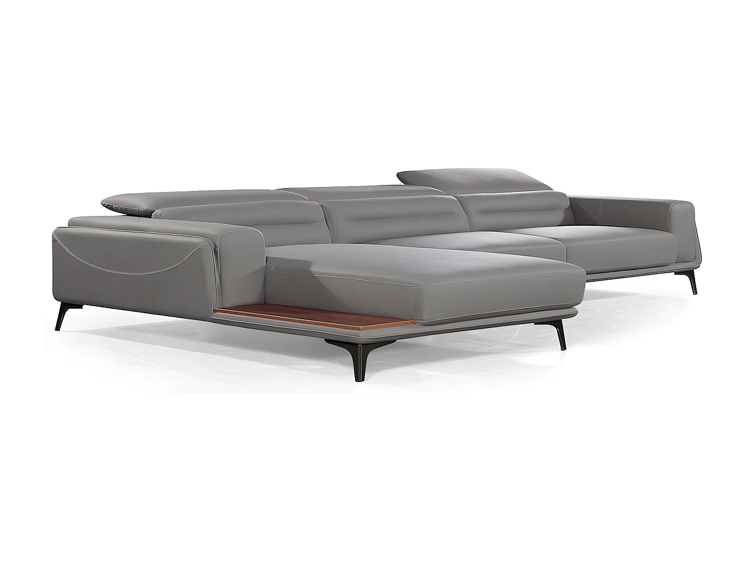 Canapé d'angle en tissu gauche TIANA - Gris - Angle Gauche