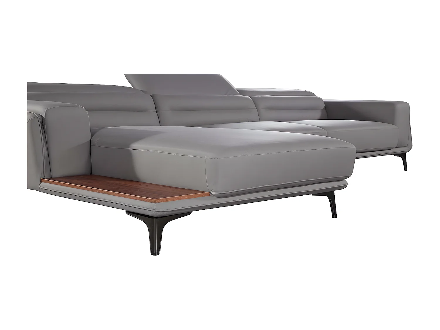 Canapé d'angle en tissu gauche TIANA - Gris - Angle Gauche