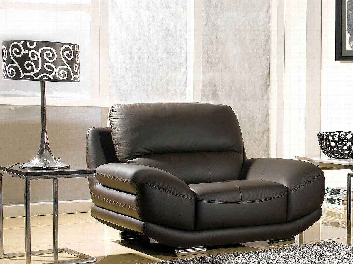 Fauteuil en cuir BARCELONA Marron