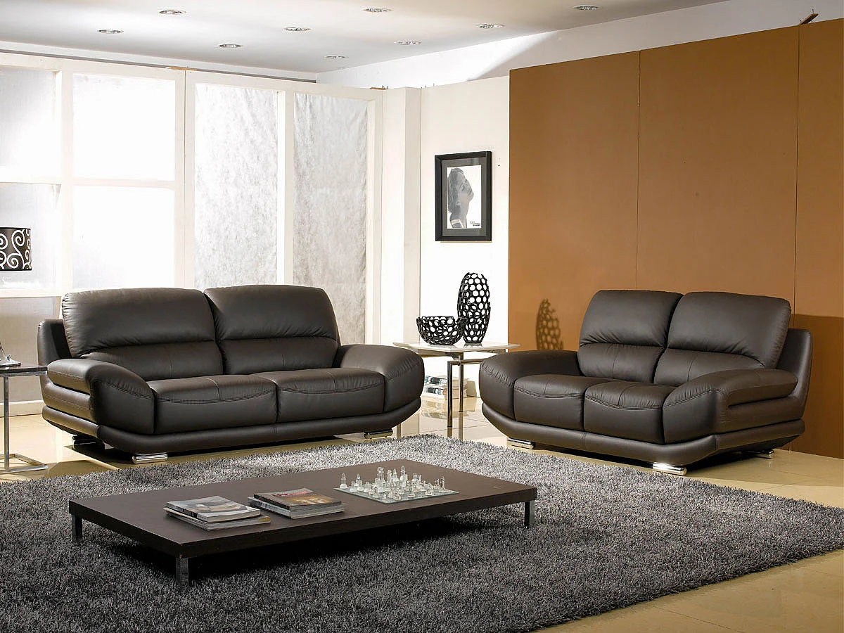 Fauteuil en cuir BARCELONA Marron