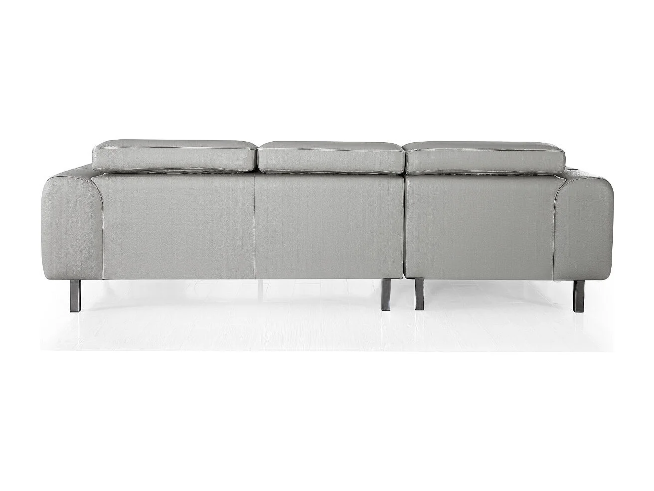 Grand canapé d'angle droit 6 places en cuir gris ZAKARIA