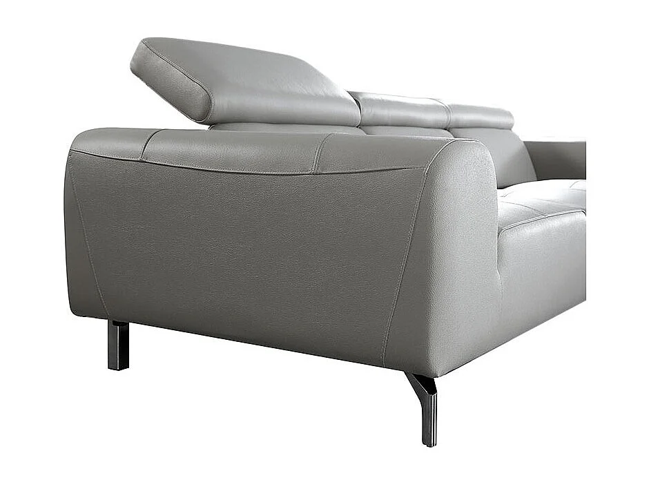 Grand canapé d'angle droit 6 places en cuir gris ZAKARIA