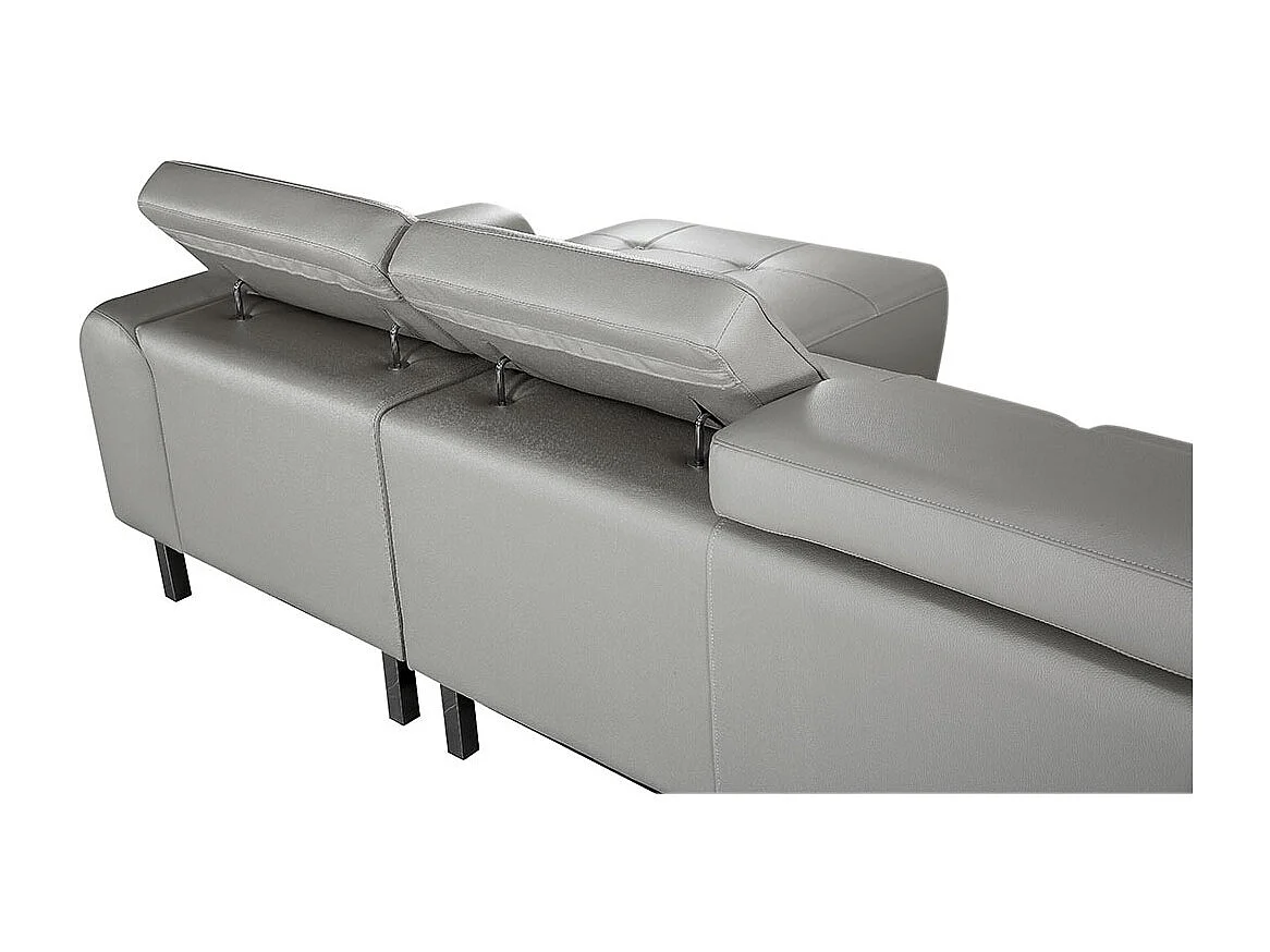 Grand canapé d'angle droit 6 places en cuir gris ZAKARIA