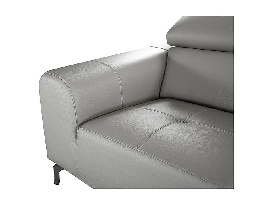 Grand canapé d'angle droit 6 places en cuir gris ZAKARIA