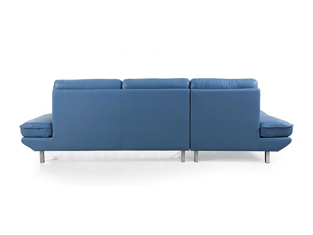Canapé d'angle en cuir PALMA Bleu - Angle Droit