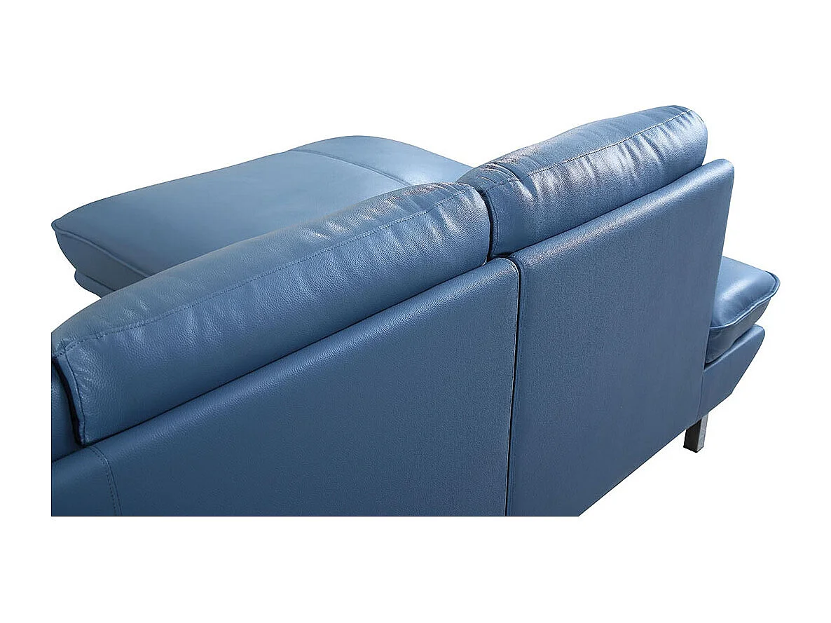 Canapé d'angle en cuir PALMA Bleu - Angle Droit