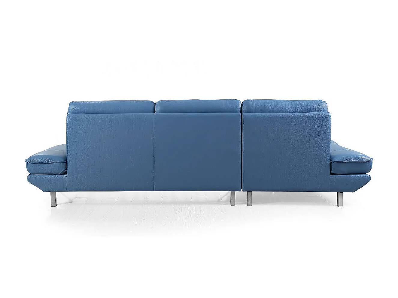 Canapé d'angle en cuir PALMA Bleu - Angle Droit