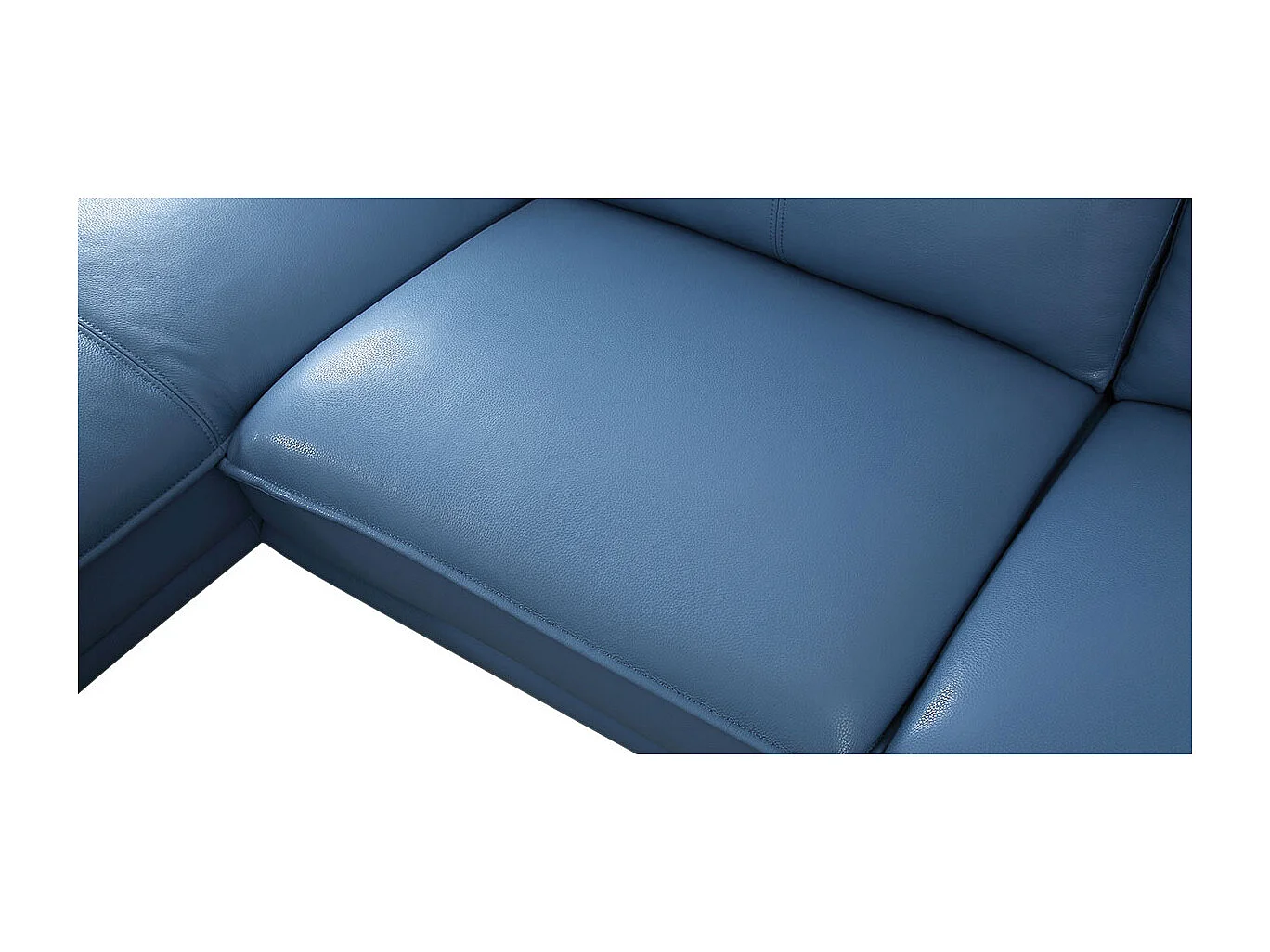 Canapé d'angle en cuir PALMA Bleu - Angle Droit