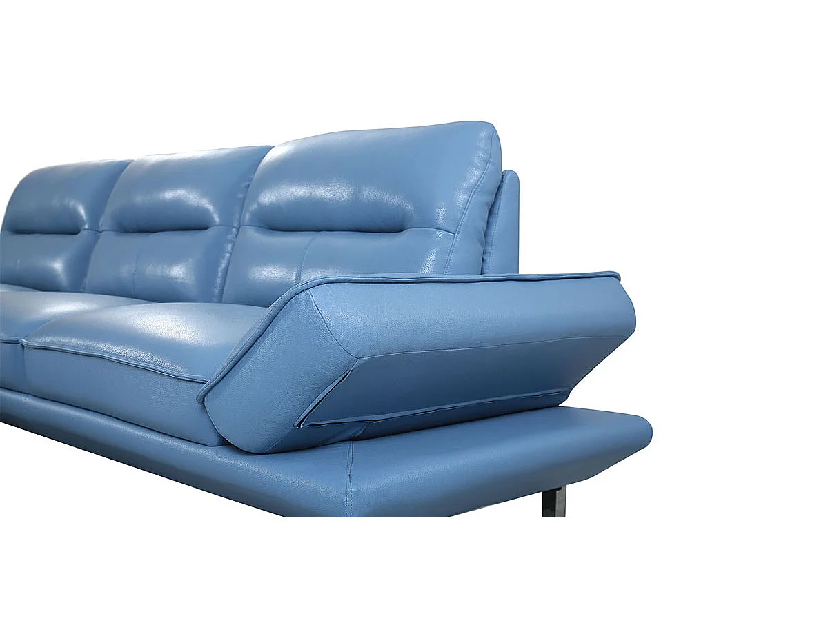 Canapé d'angle en cuir PALMA Bleu - Angle Droit