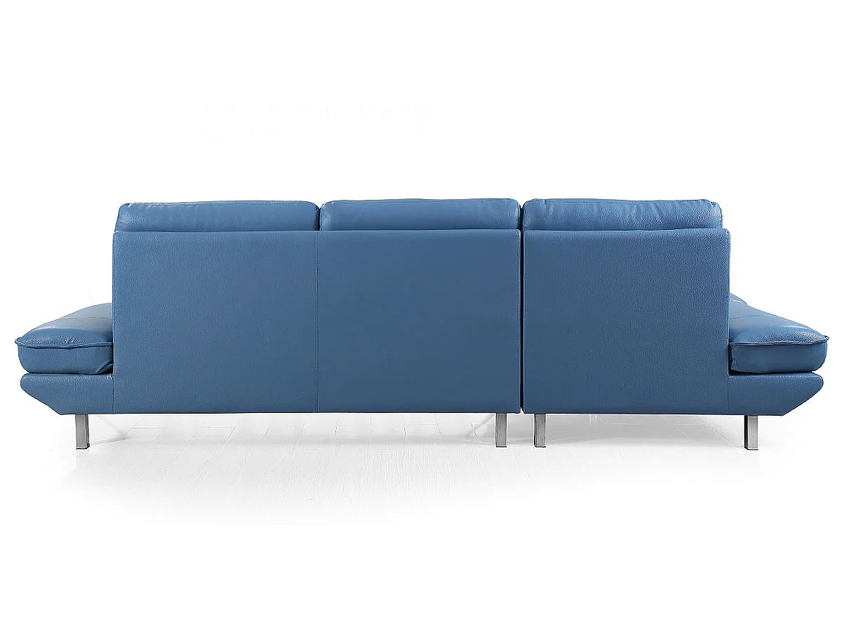 Canapé d'angle en cuir PALMA Bleu - Angle Droit