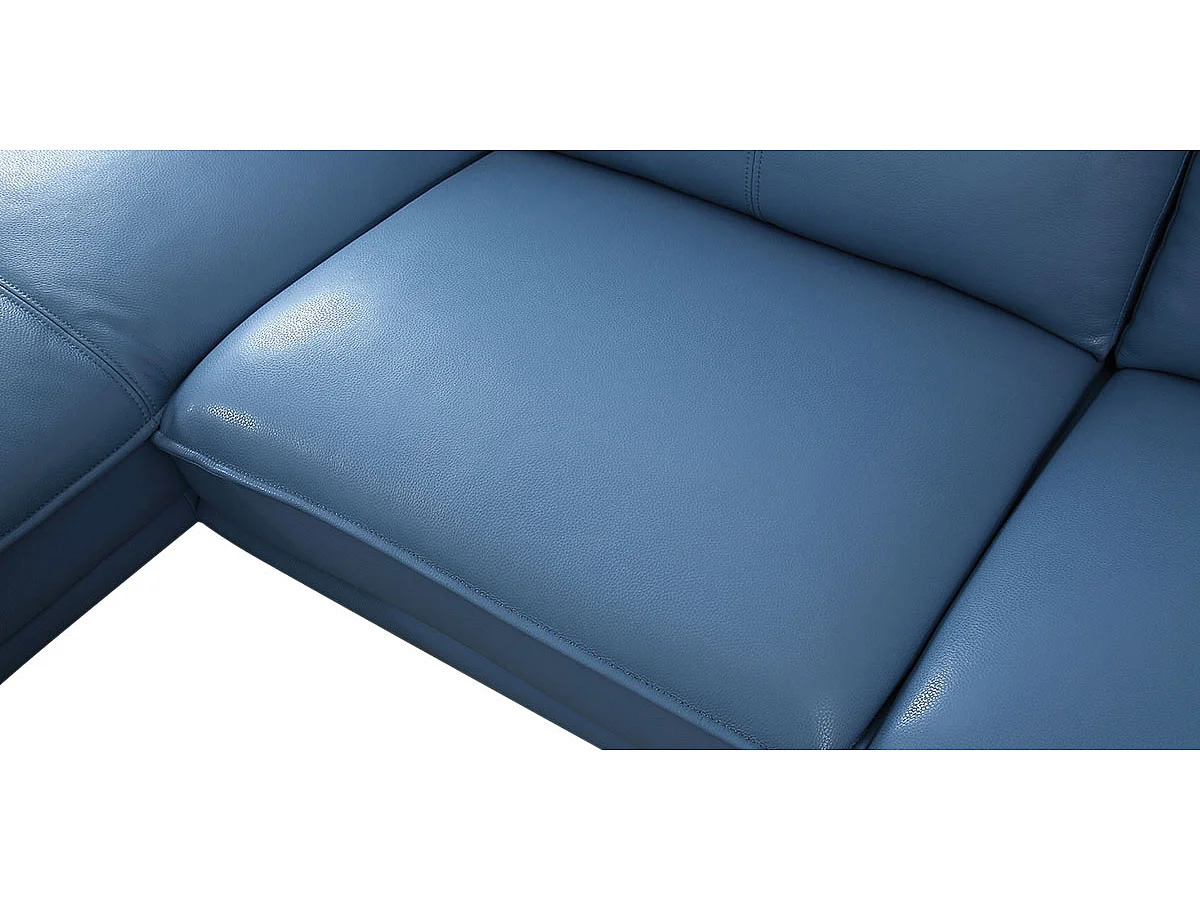 Canapé d'angle en cuir PALMA Bleu - Angle Droit