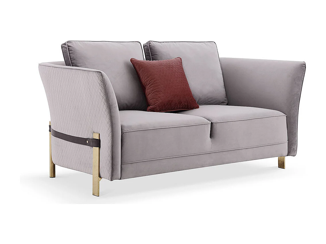 Canapé 2 places en velours SIERRA - Gris Taupe