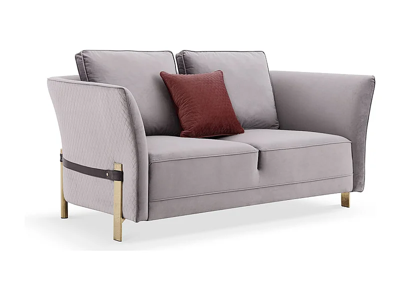 Canapé 2 places en velours SIERRA - Gris Taupe