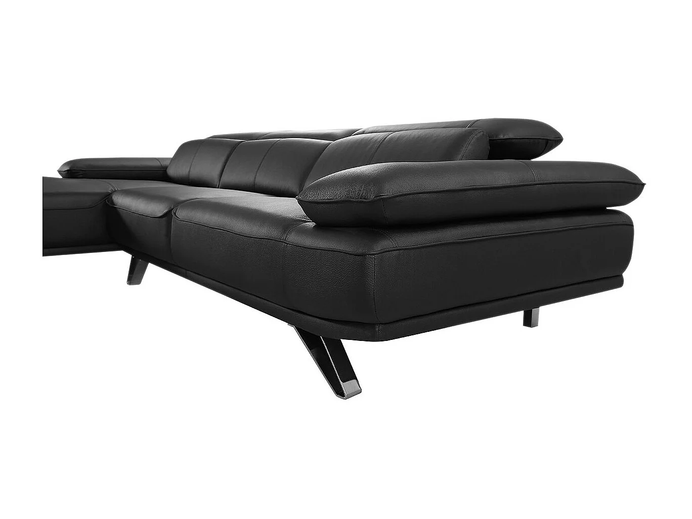 Canapé d'angle en cuir LUKA Noir - Angle Gauche