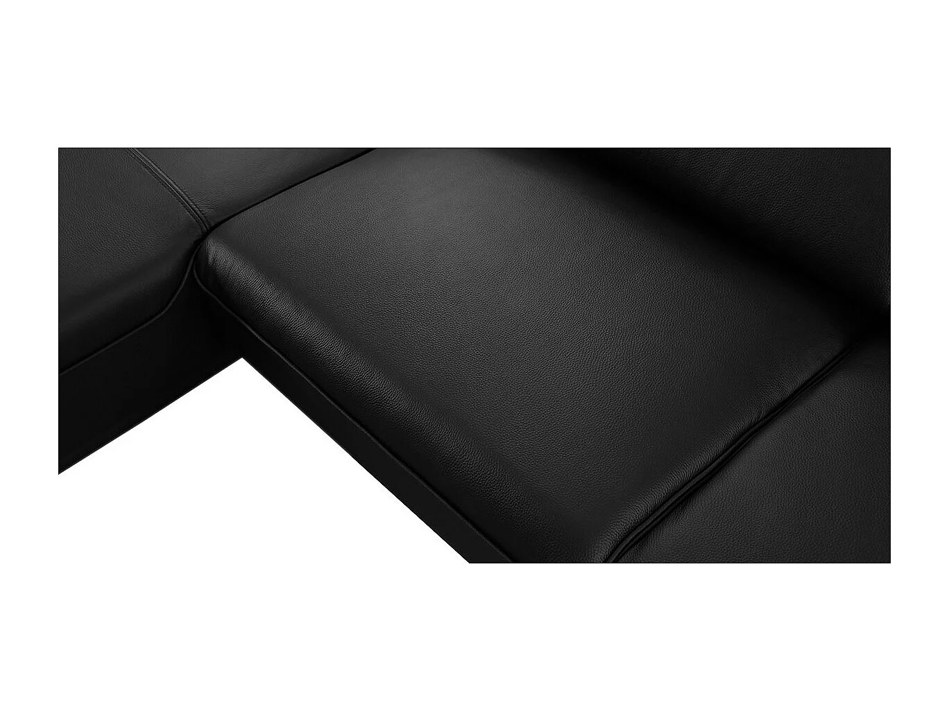 Canapé d'angle en cuir LUKA Noir - Angle Gauche