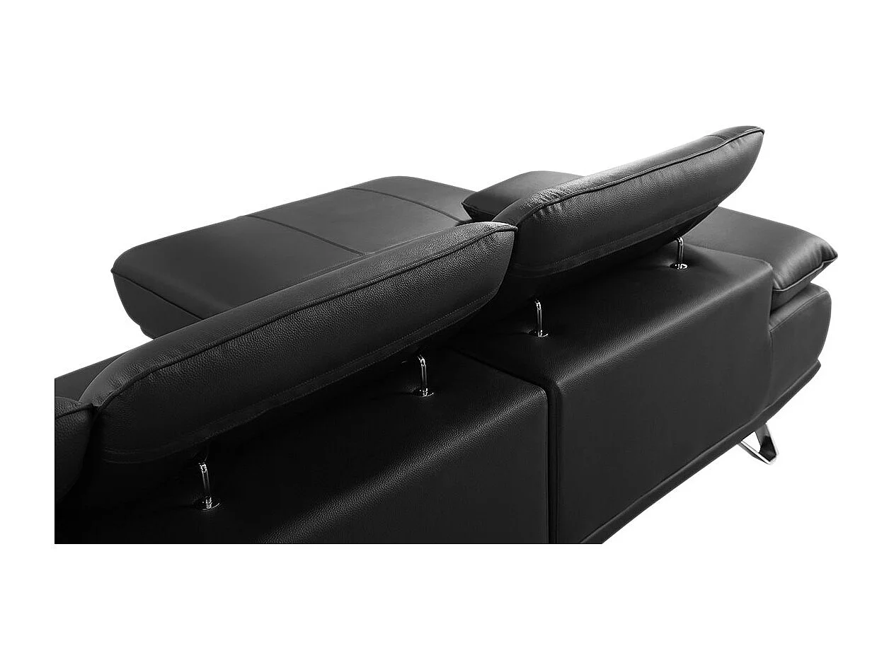 Canapé d'angle en cuir LUKA Noir - Angle Gauche