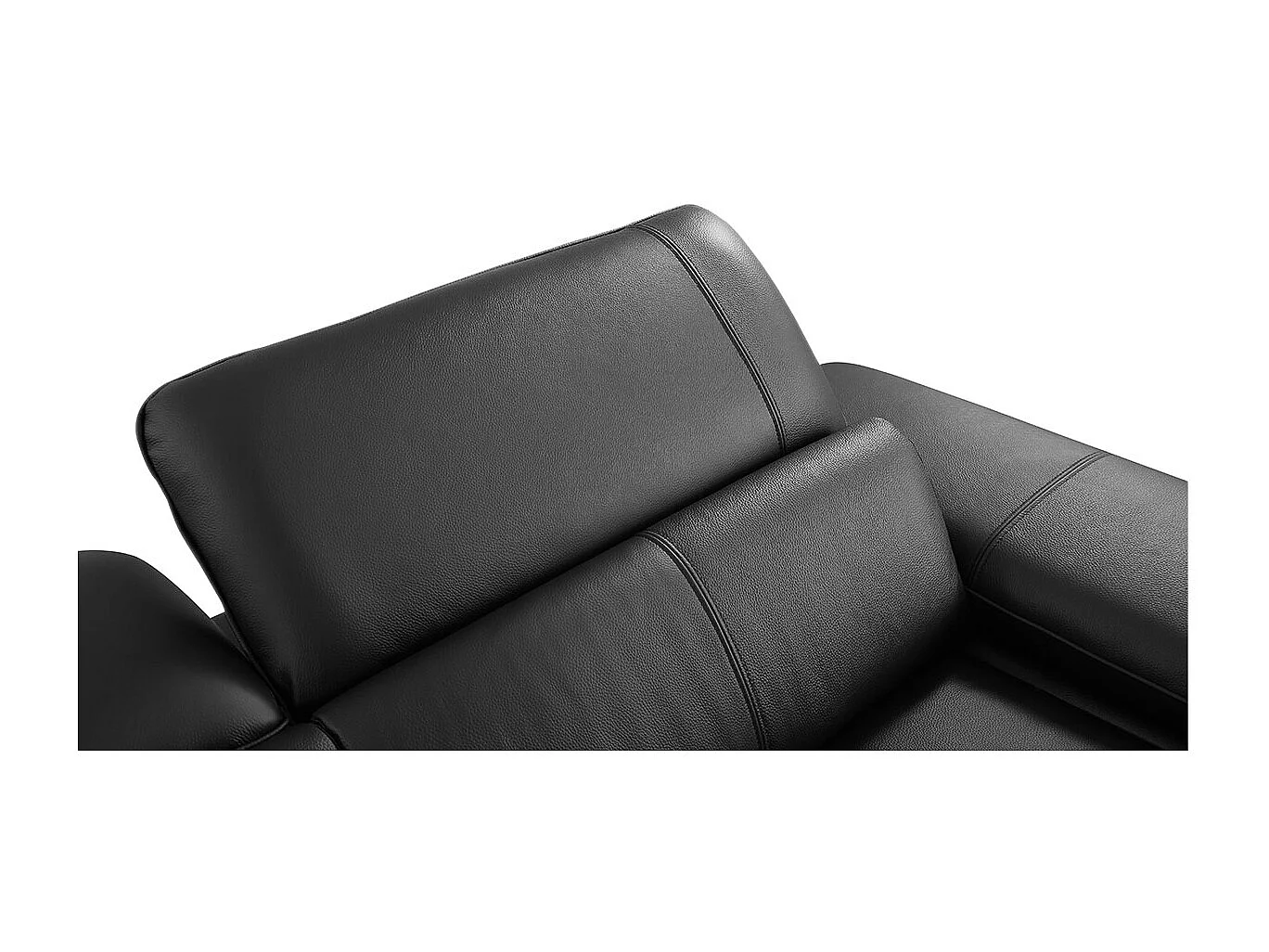 Canapé d'angle en cuir LUKA Noir - Angle Gauche