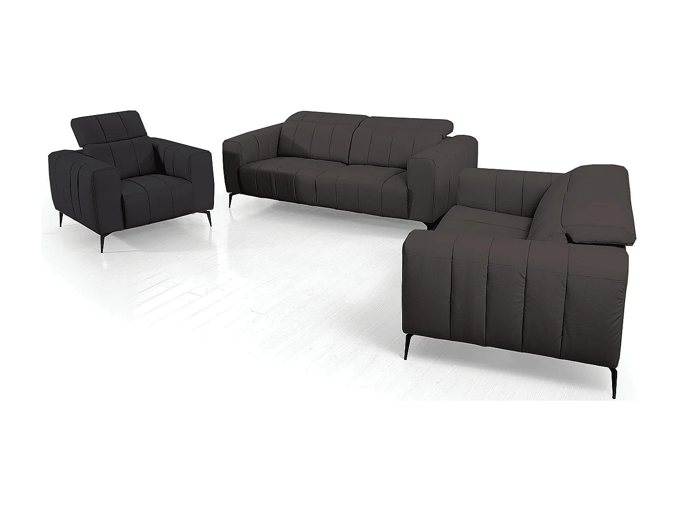 Canapé 2 places Cuir KIKO Noir