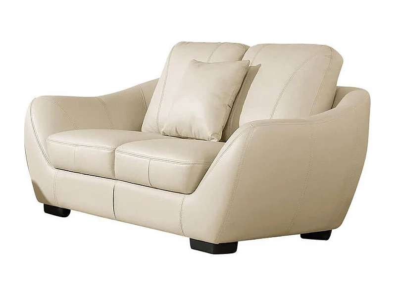 Canapé Cuir 2 places JULIETTA Beige - Angle Droit