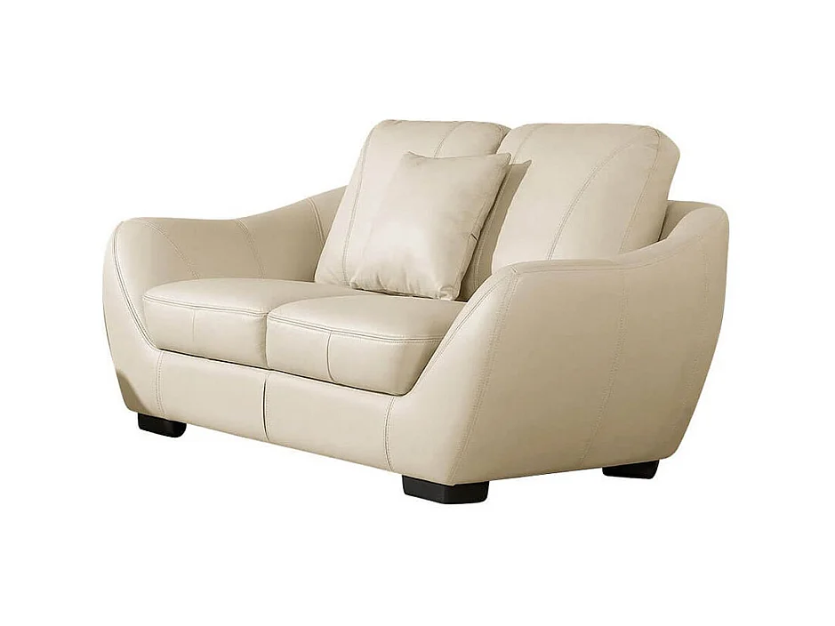 Canapé Cuir 2 places JULIETTA Beige - Angle Droit