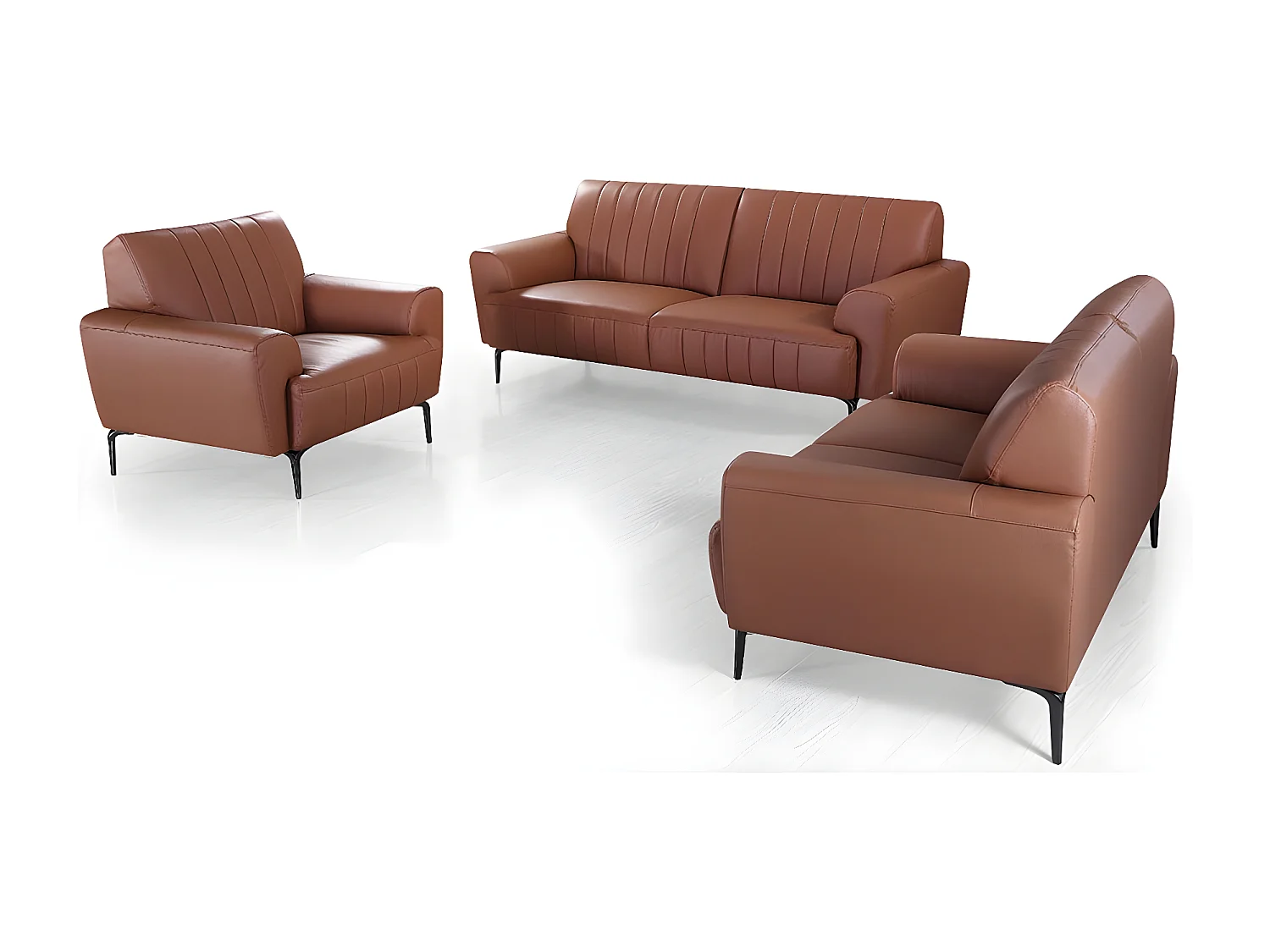Fauteuil cuir Design ROMY Cognac