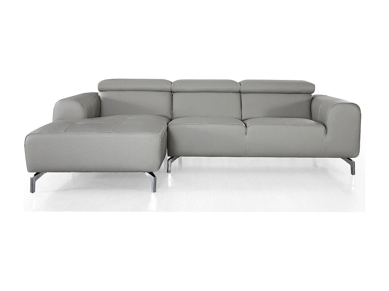 Canapé d'angle en cuir ZAKARIA Gris - Angle Gauche