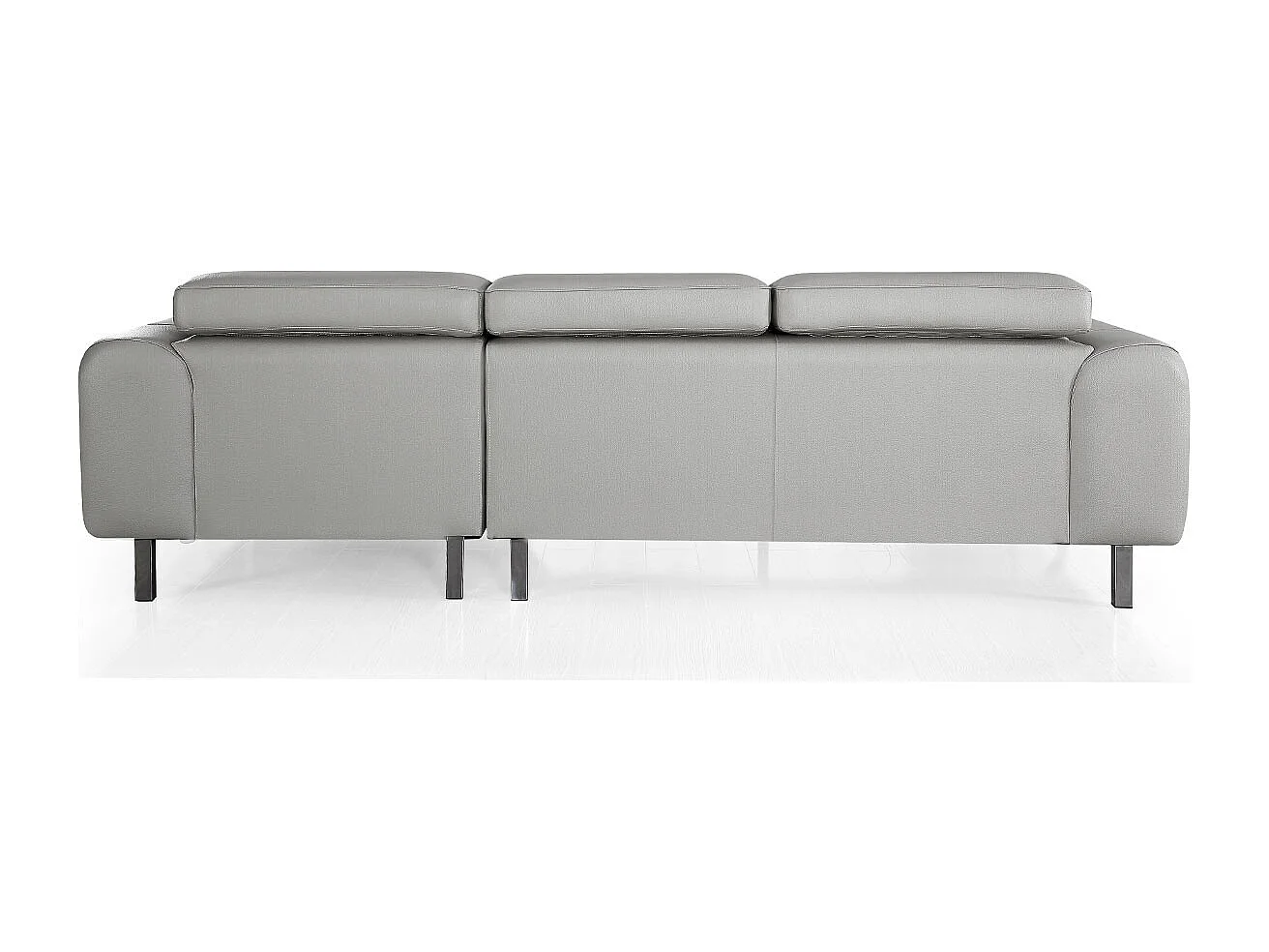 Canapé d'angle en cuir ZAKARIA Gris - Angle Gauche