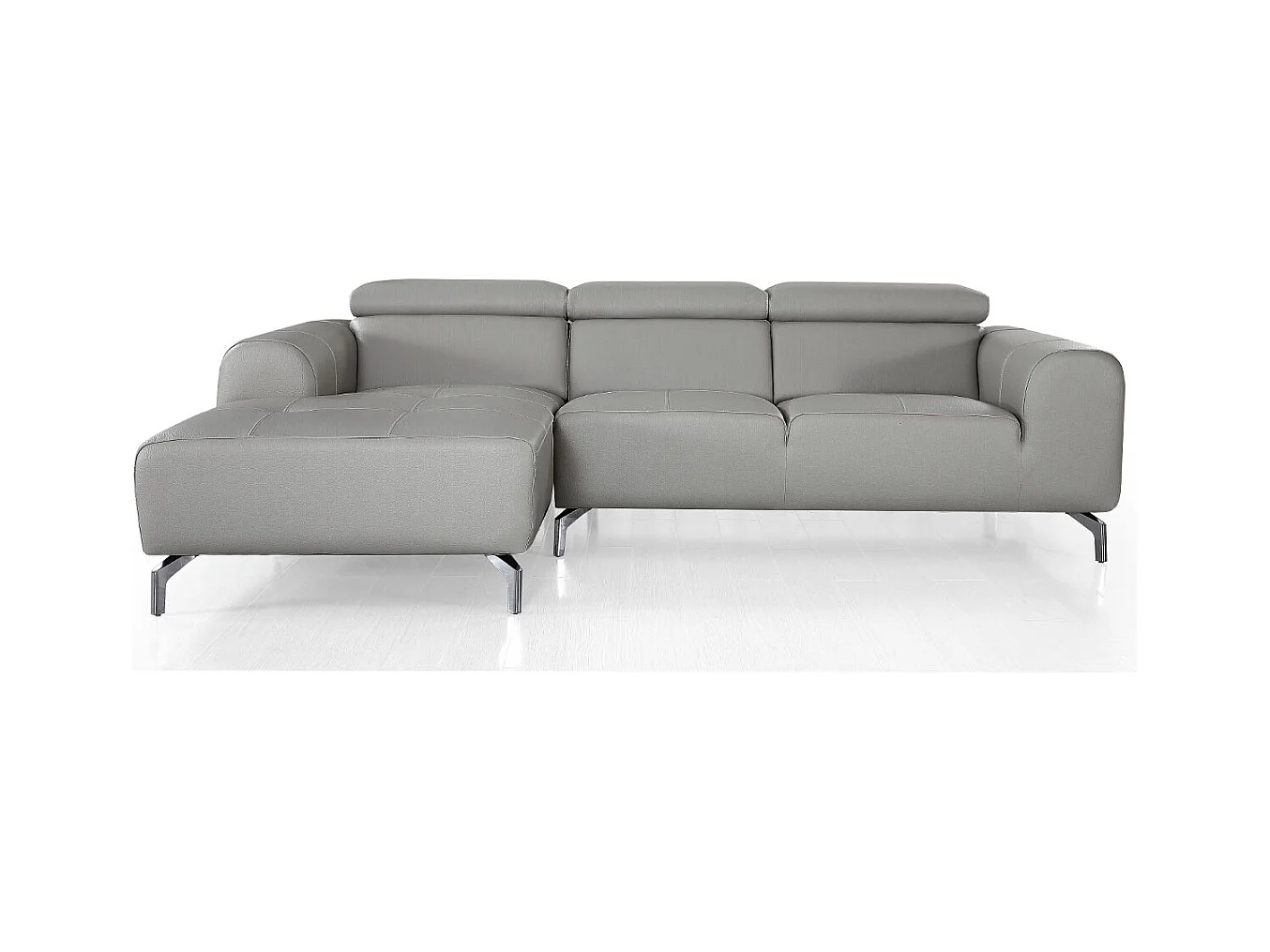 Canapé d'angle en cuir ZAKARIA Gris - Angle Gauche