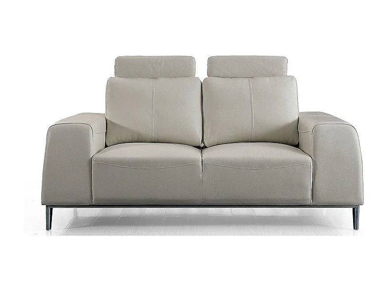 Canapé 2 places en cuir avec dossier avance-recul  LOOLAK Beige