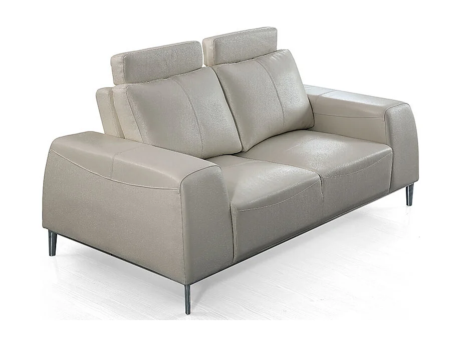 Canapé 2 places en cuir avec dossier avance-recul  LOOLAK Beige