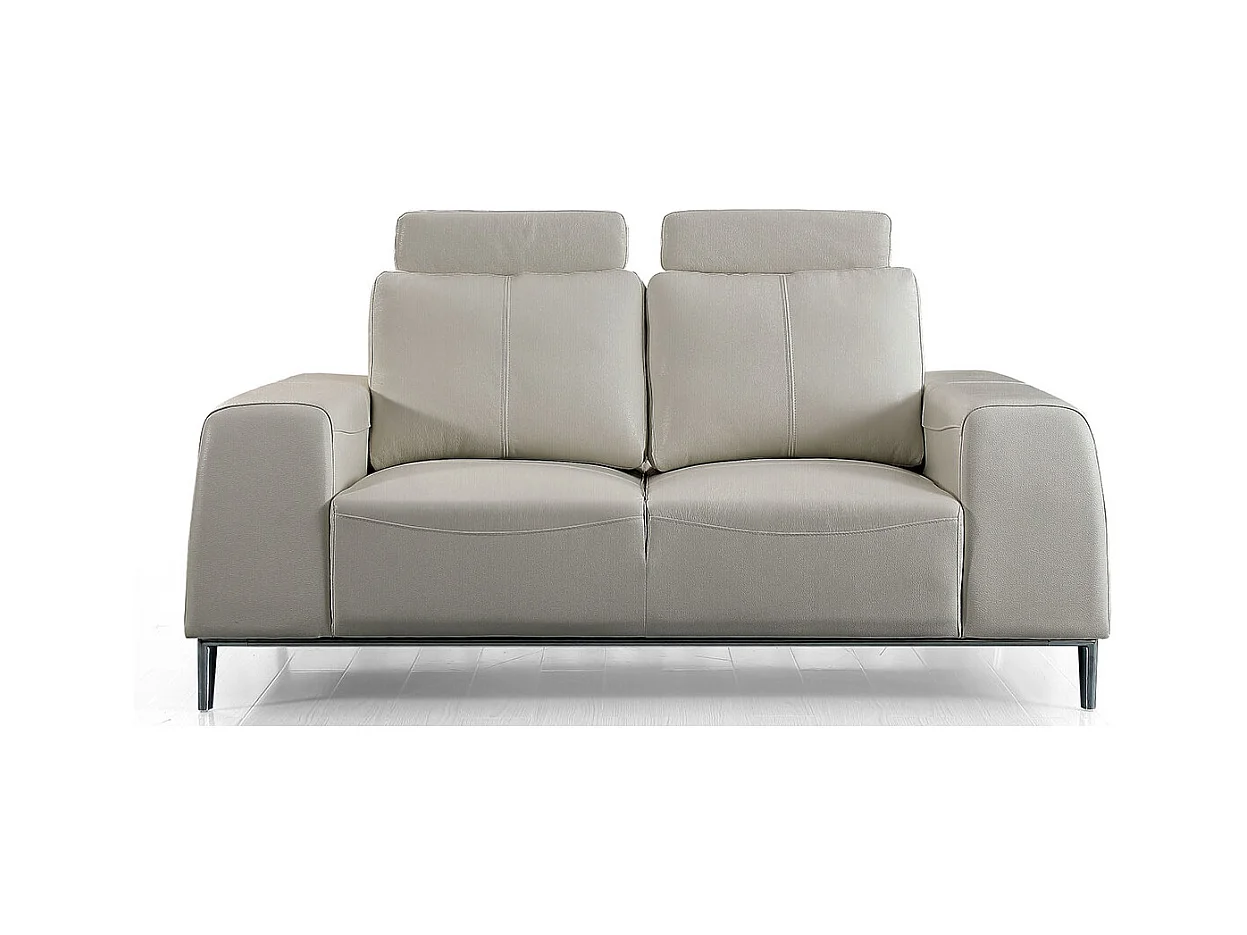 Canapé 2 places en cuir avec dossier avance-recul  LOOLAK Beige