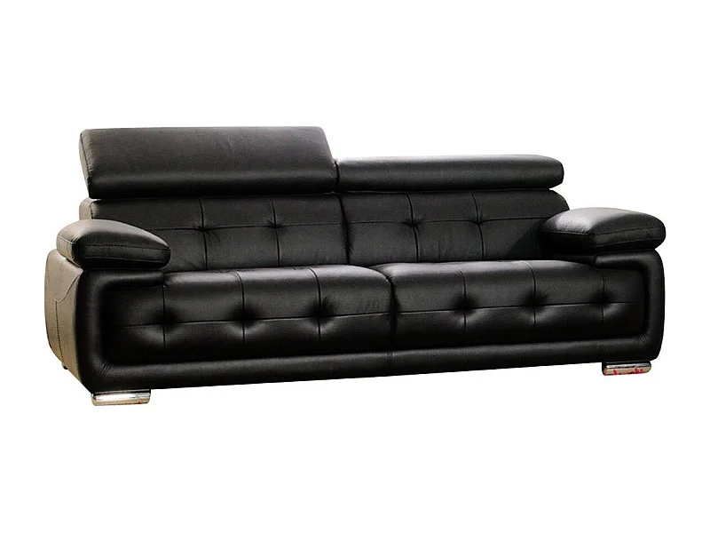 Canapé Cuir 3 places SAN MARCO Noir - Angle Droit