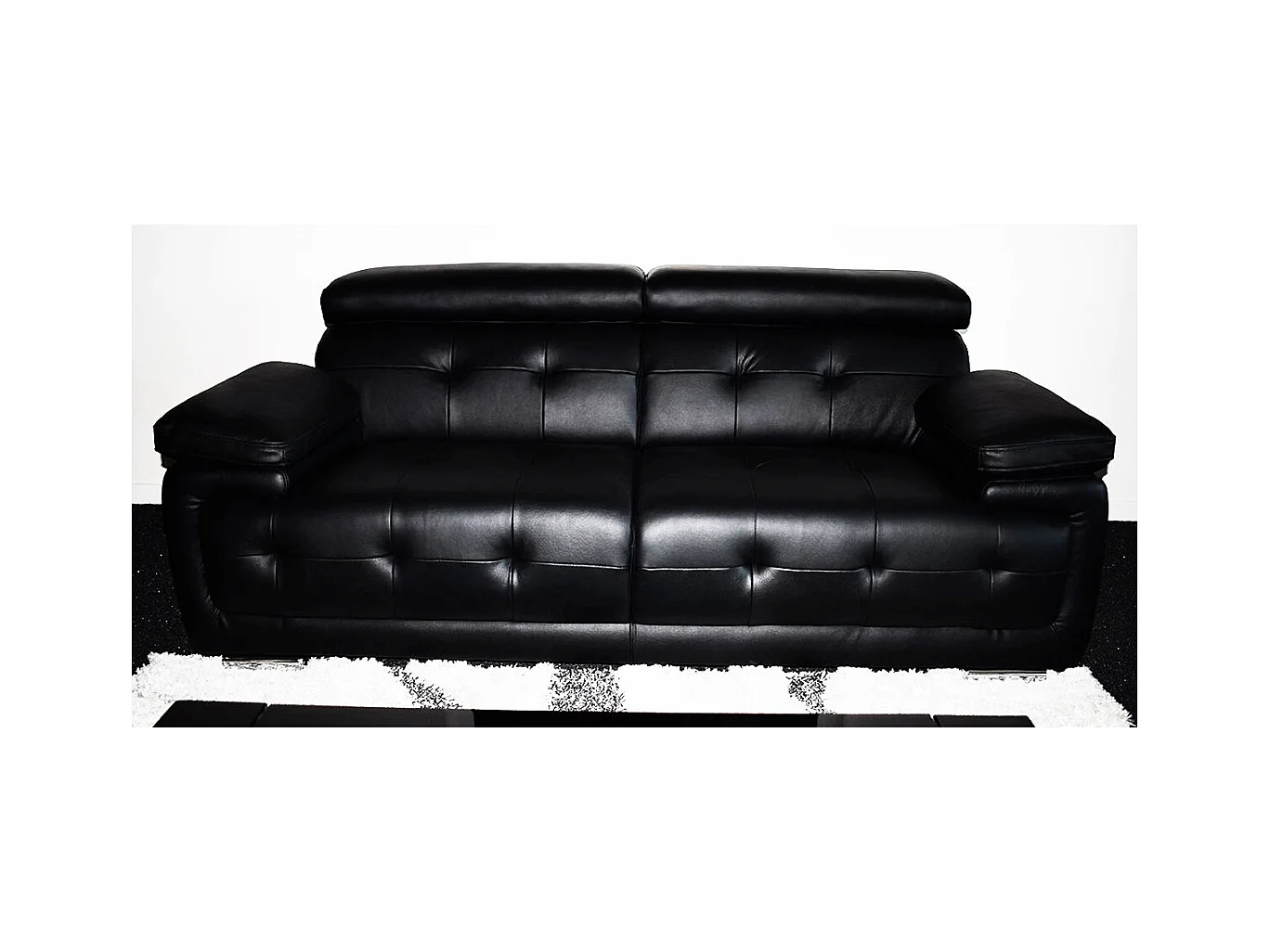 Canapé Cuir 3 places SAN MARCO Noir - Angle Droit
