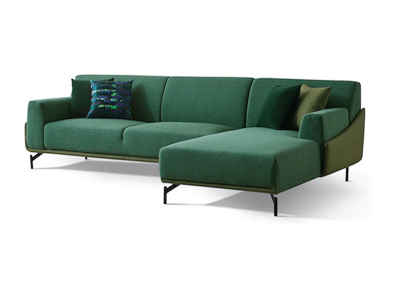 Canapé d'angle en tissu droit VERDI - Vert - Angle Droit