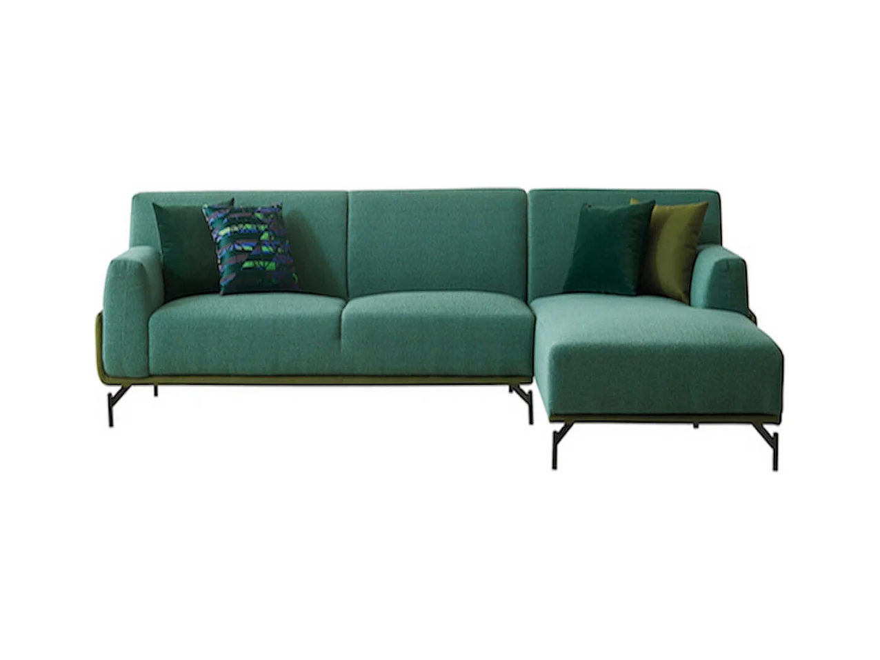 Canapé d'angle en tissu droit VERDI - Vert - Angle Droit