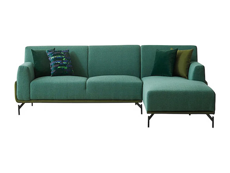 Canapé d'angle en tissu droit VERDI - Vert - Angle Droit