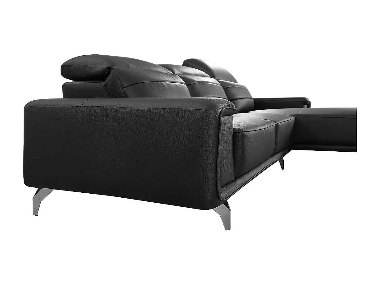 Canapé d'angle en cuir KARL Noir - Angle Gauche