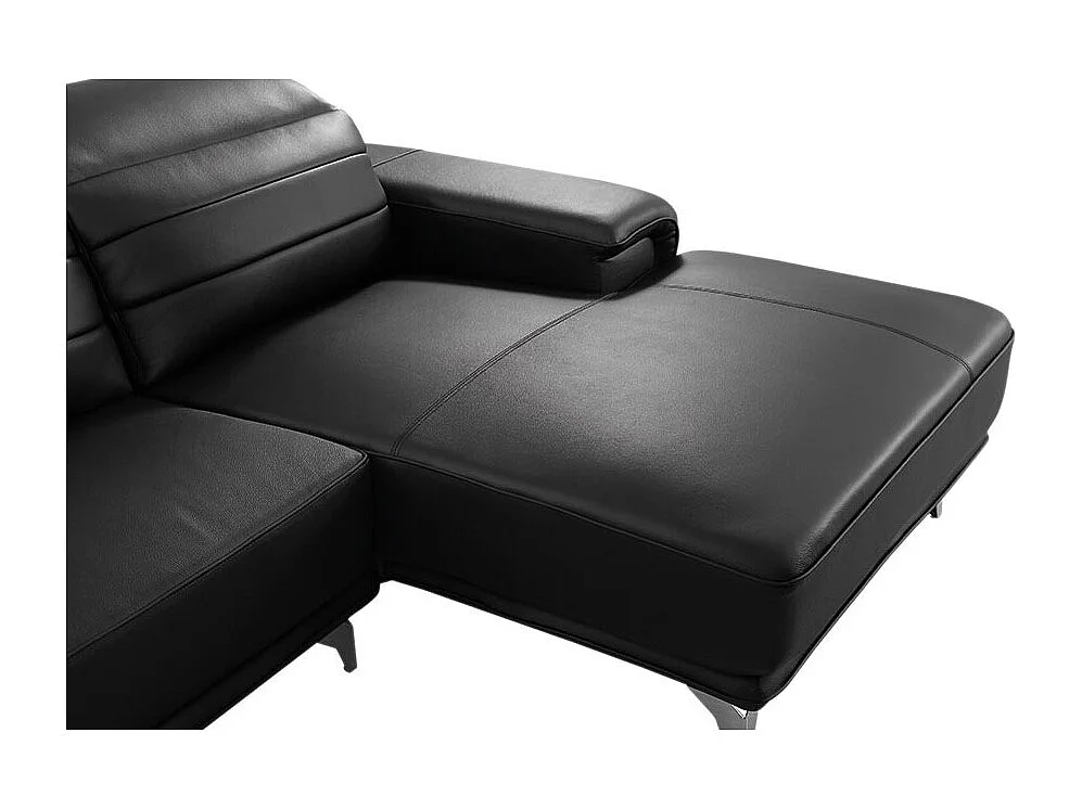 Canapé d'angle en cuir KARL Noir - Angle Gauche