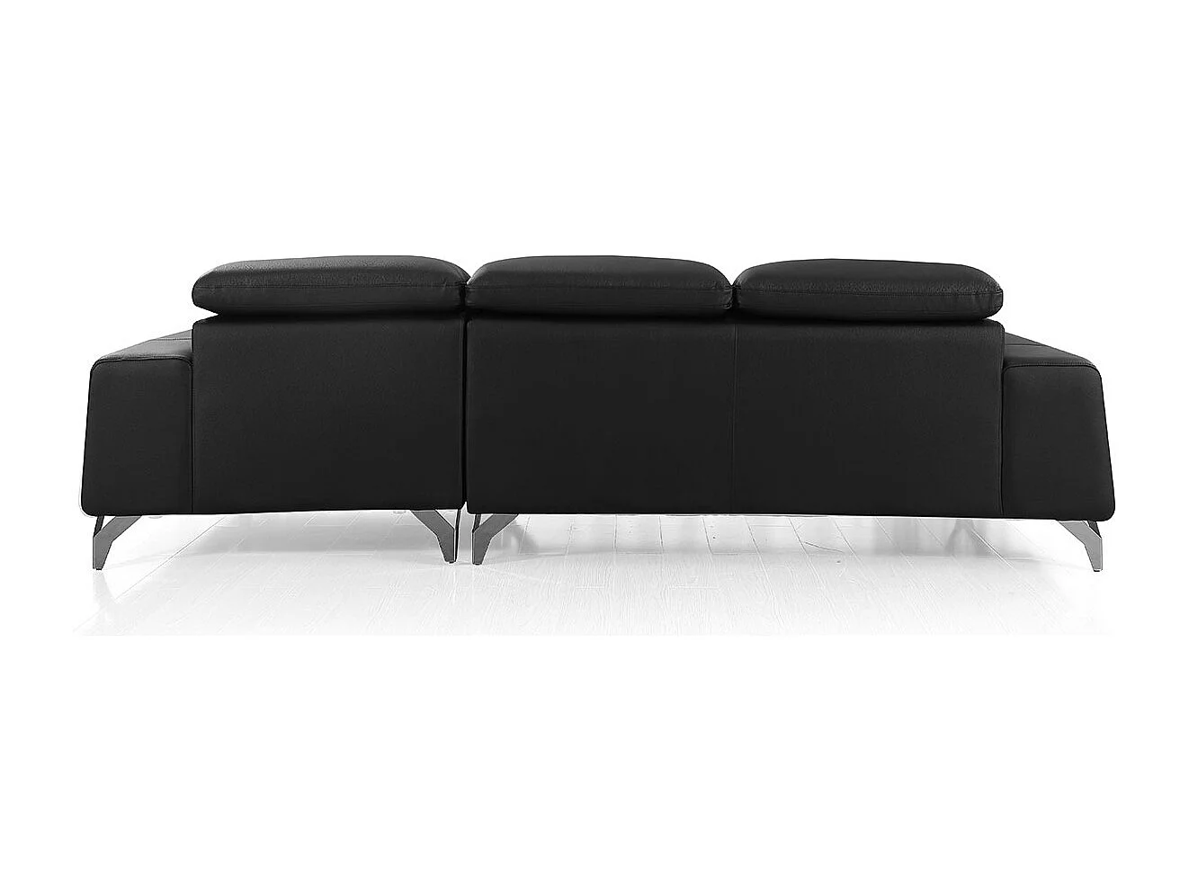 Canapé d'angle en cuir KARL Noir - Angle Gauche