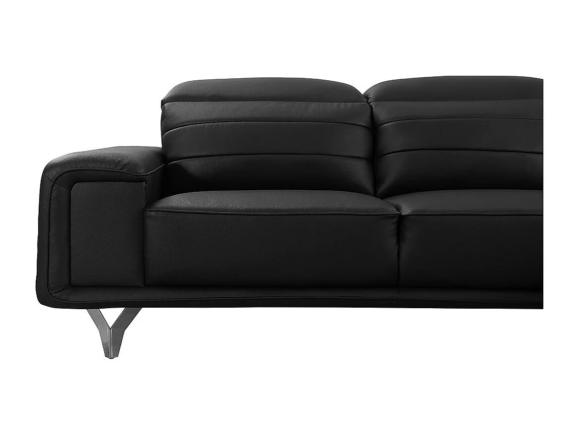 Canapé d'angle en cuir KARL Noir - Angle Gauche