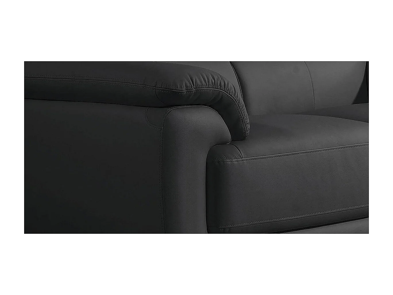 Canapé 2 places en cuir noir MARJORIE - Angle Droit