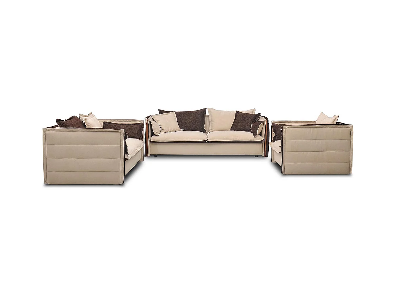 Canapé 3 places en tissu BURDY - Beige/Marron