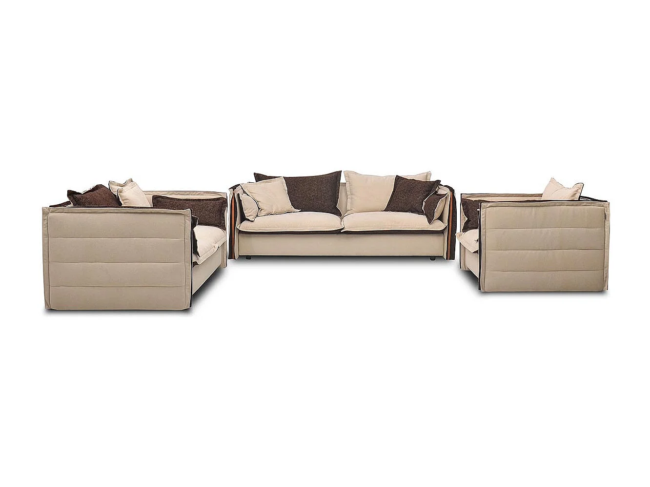 Canapé 3 places en tissu BURDY - Beige/Marron