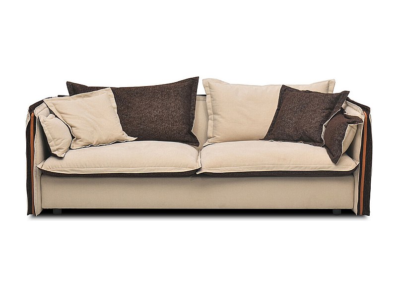 Canapé 3 places en tissu BURDY - Beige/Marron