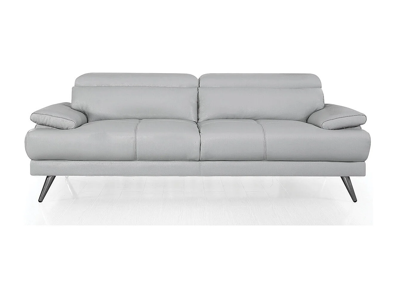 Canapé 3 places Cuir LENA Gris - Angle Droit