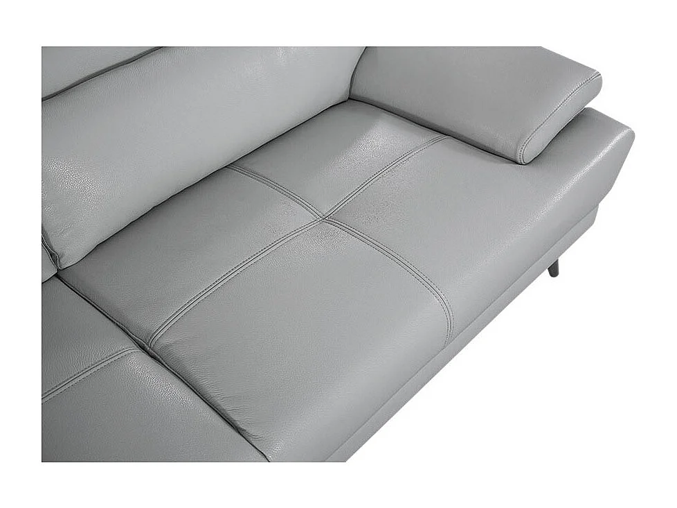 Canapé 3 places Cuir LENA Gris - Angle Droit