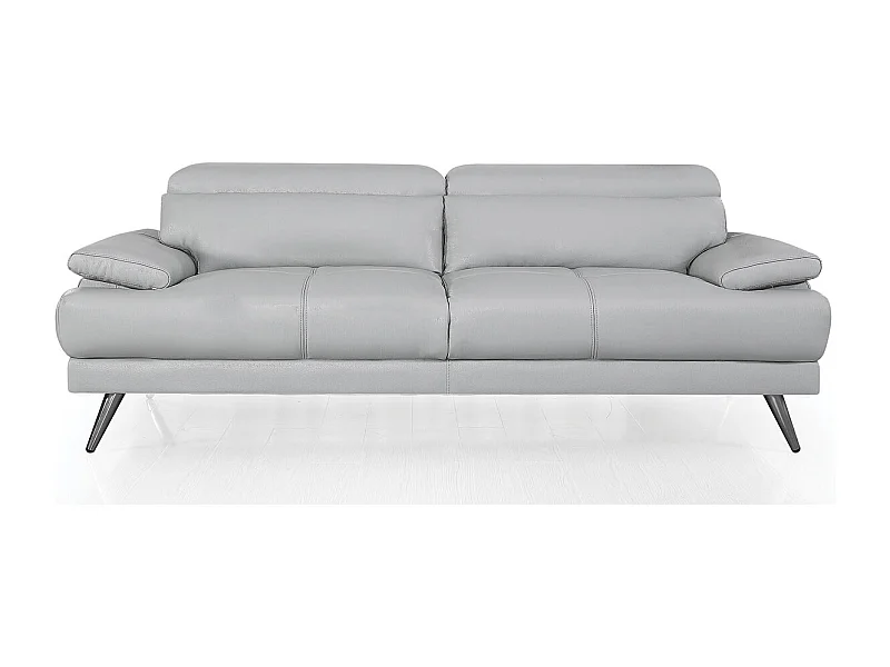 Canapé 3 places Cuir LENA Gris - Angle Droit